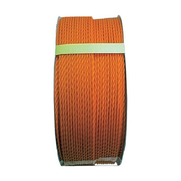 PE ポリエチレンロープ(3打ち)ドラム巻 オレンジ 4mm×200m PE-4X200ORE-DR 1巻