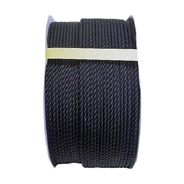 ポリエチレンロープ(3打ち)ドラム巻 黒 5mm×200m PE-5X200BK-DR 1巻