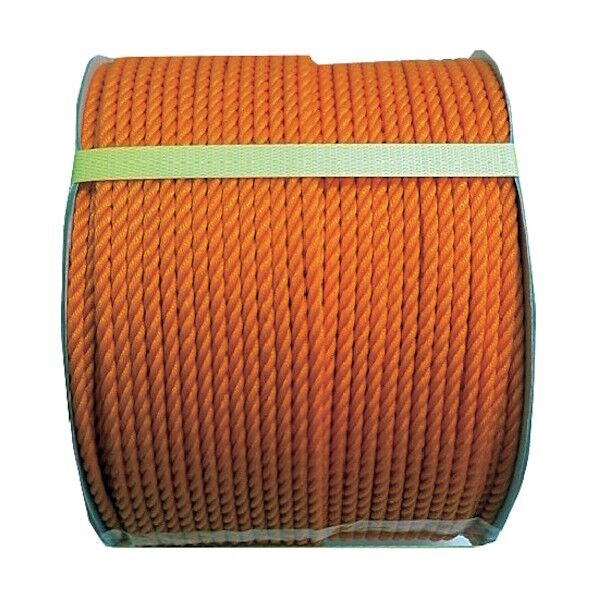 ポリエチレンロープ(3打ち)ドラム巻 オレンジ 6mm×200m PE-6X200ORE-DR 1巻