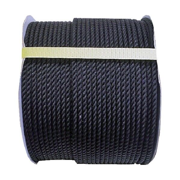 ポリエチレンロープ(3打ち)ドラム巻 黒 6mm×200m PE-6X200BK-DR 1巻