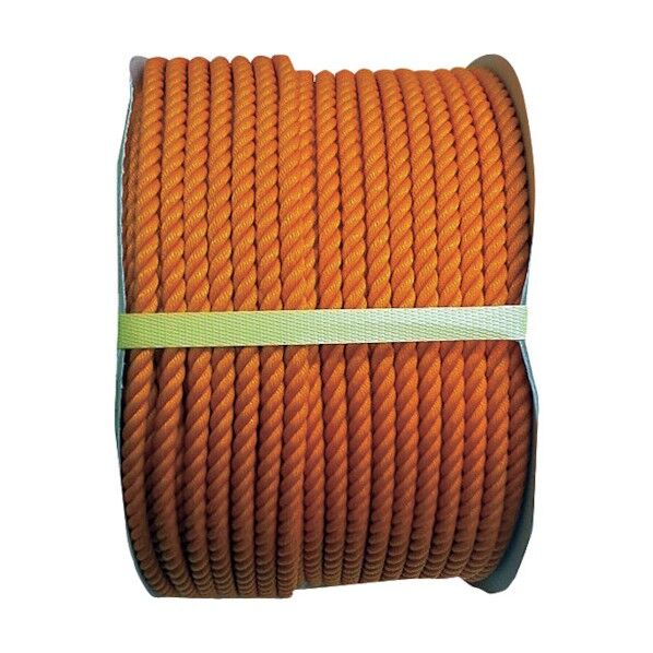 ポリエチレンロープ(3打ち)ドラム巻 オレンジ 12mm×100m PE-12X100ORE-DR 1巻