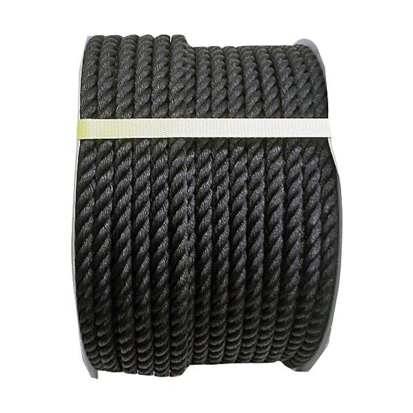 ポリエチレンロープ(3打ち)ドラム巻 黒 12mm×100m PE-12X100BK-DR 1巻