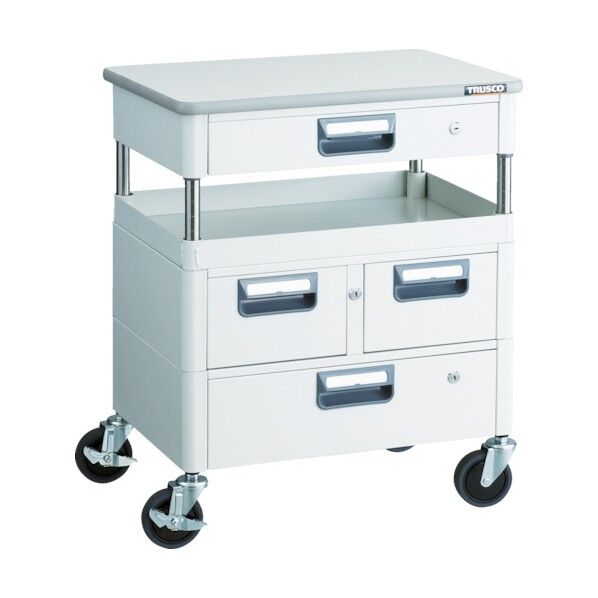 フェニックスワゴン (省音タイプ・薄型1段・1段・2列引出し付・天板あり)