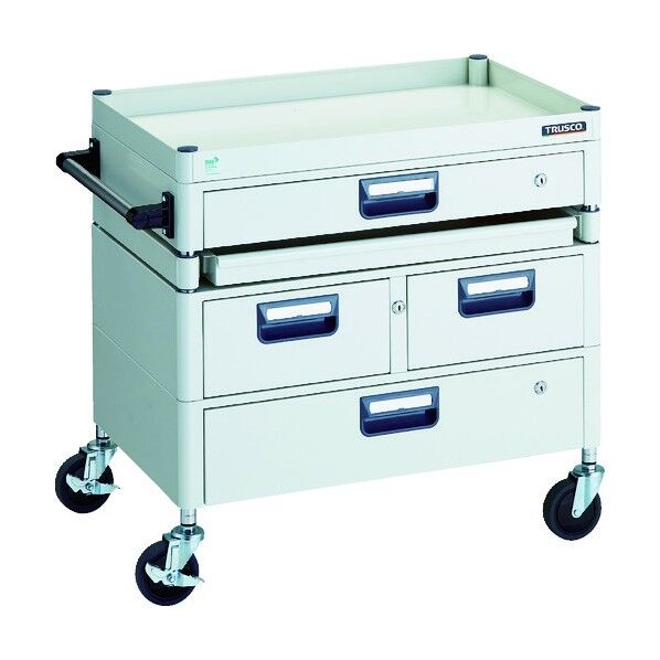 フェニックスワゴン (省音タイプ・薄型1段・1段・2列引出し・スライド棚1段付)