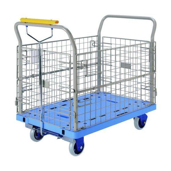 大型環境静音樹脂台車 金網付 ハンドストッパー付 PHB-307GS 1点