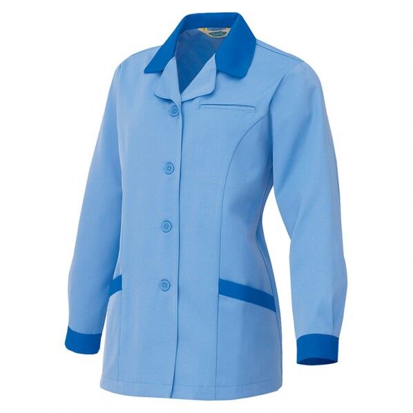 エコ交織 マルチワーク レディース長袖スモック 007サックス L 6366 1点