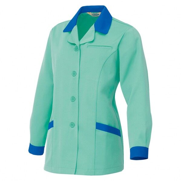 エコ交織 マルチワーク レディース長袖スモック 024エメラルドグリーン 3L 6366 1点