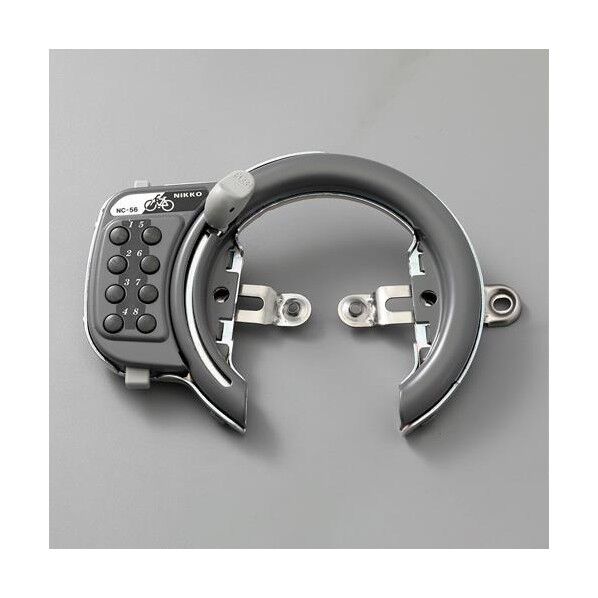 サークル錠(自転車用/ボタン式/シルバー)