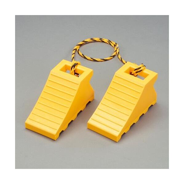 タイヤストッパー(黄/ヒモ付/1組) 110×235×125mm 2190g EA984VA-82