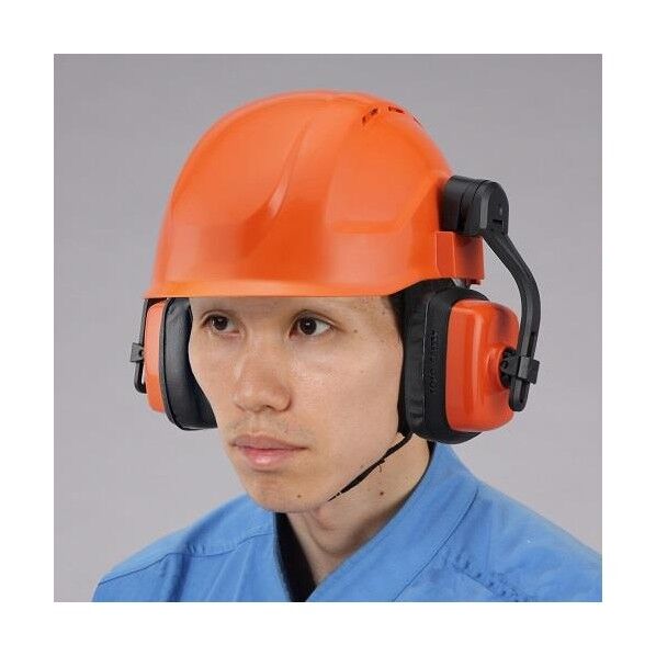 ヘルメット(イヤーマフ付・オレンジ)