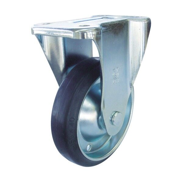 プレート式キャスター PMシリーズ (プレス製ゴム車) 固定