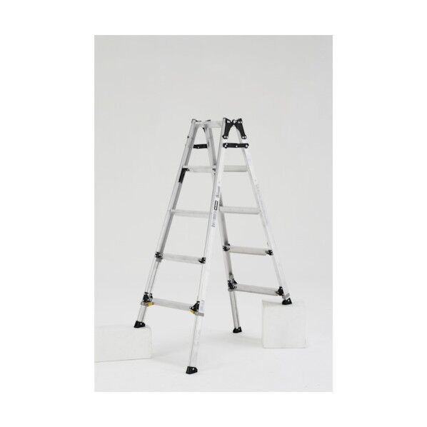 伸縮脚付はしご兼用脚立ワイドステップ 60mm 楽伸 1370 x 550 x 170 mm PRW150F 1