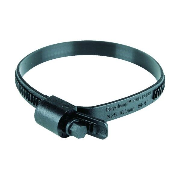 HCL Fasteners社 樹脂製ホースバンド Ezyclamp 締付径25.0~100.0mm 対辺8.0mm ナイロン66 PWD-13-100-SC-PA66-BK 1点