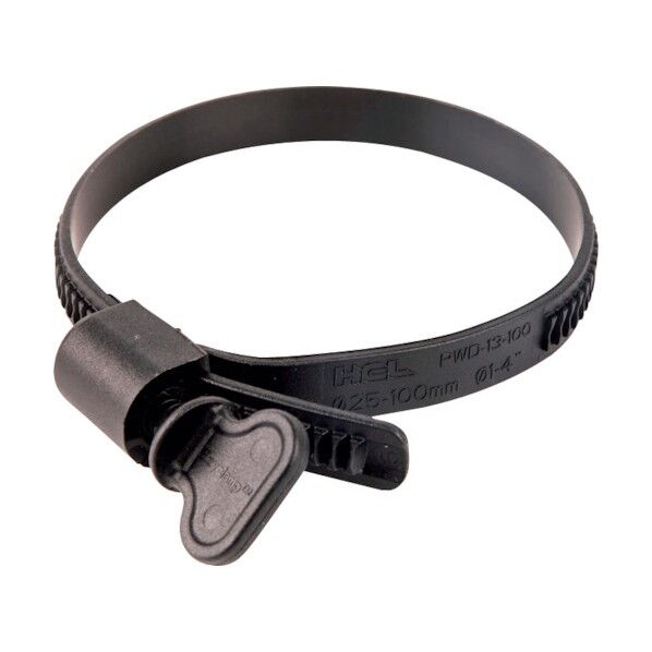 樹脂製ホースバンド Ezyclamp 手締めタイプ 締付径25.0~125.0mm ナイロン12 PWD-13-125-WG-PA12-BK 1点