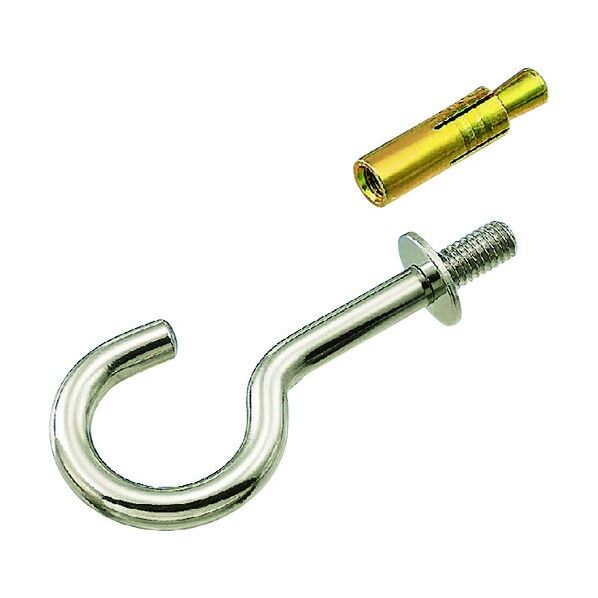 ステンレス 吊りフック(ブネジ)(カットアンカー付) 線径6mm QH-6W 1点