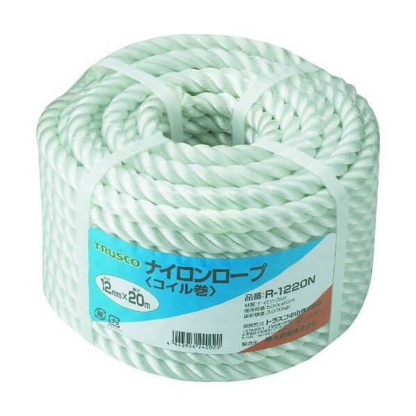 まとめ TRUSCO ナイロンロープ 6mm×20m コイル巻 R-620N 1巻 〔×3セット〕 (まとめ) TRUSCO ナイロンロープ 6mm×20m コイル巻 R-620N 1