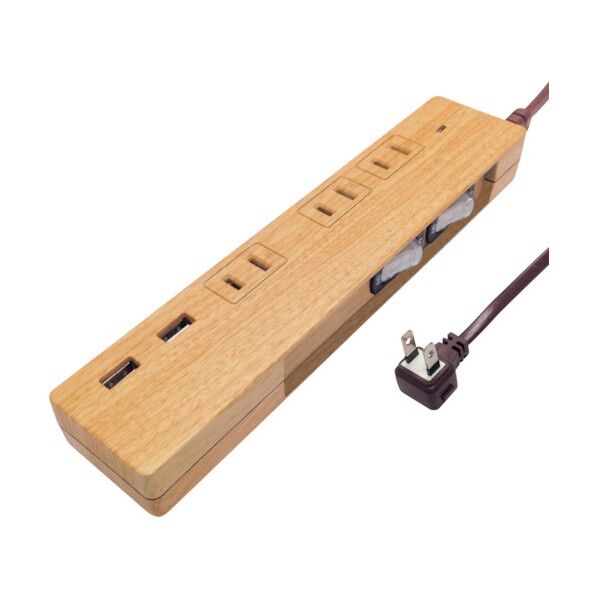 NATURAL WOOD TAP AC3個口 2.1A USB 2ポート ベージュウッド PT337BEWD 1個