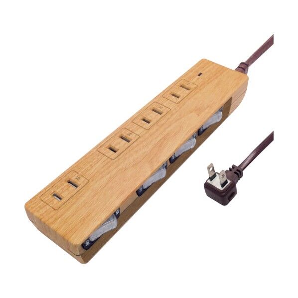 NATURAL WOOD TAP AC4個口 個別スイッチ付 ベージュウッド PT403BEWD 1個