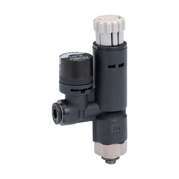 レギュレータ プッシュロックタイプ 圧力ゲージ付エルボ φ6用 接続口径M5×0.8 RVCMP6-M5 1点