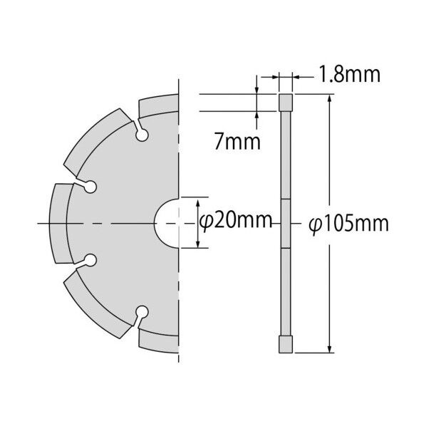 エビ印 ダイヤモンドホイール切断王セグメントタイプ１０５ｍｍ 151 x 130 x 9 mm SA105 1点