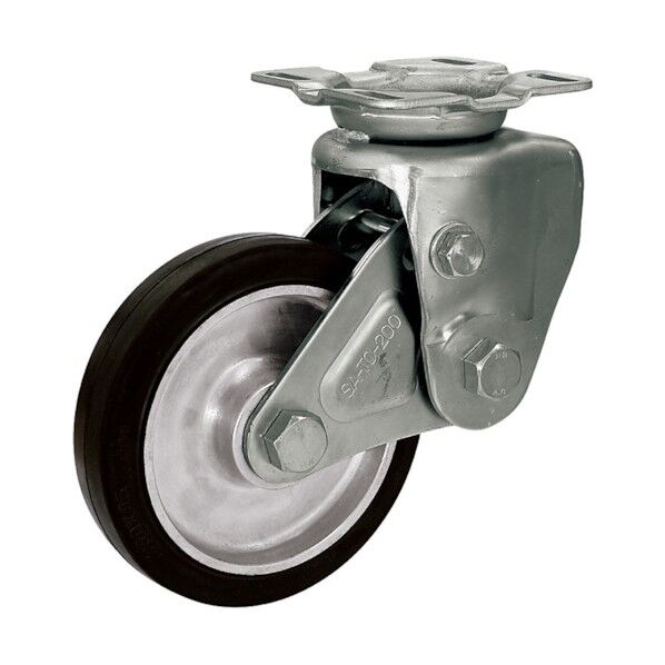 プレート式緩衝スプリングキャスター(プレス製ゴム車) 固定