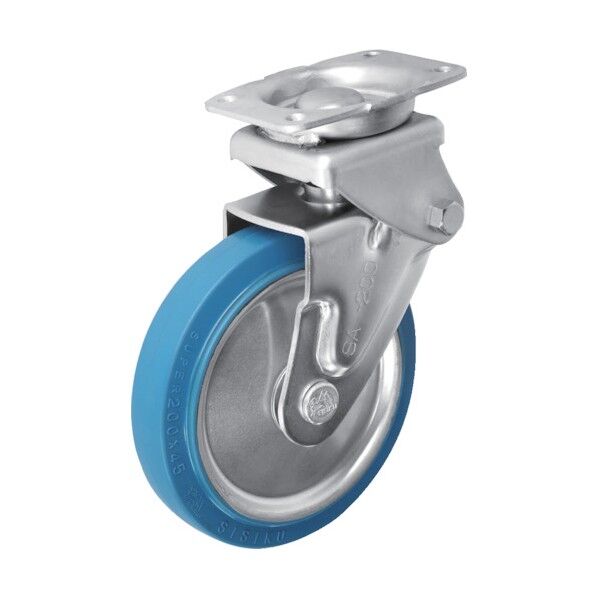 プレート式緩衝スプリングキャスター (プレス製高反発性ゴム車) 固定