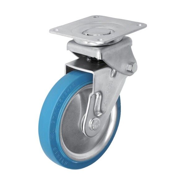 プレート式緩衝スプリングキャスター(プレス製高反発性ゴム車) 自在