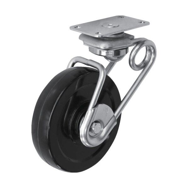 緩衝スプリングキャスター(ゴム車) プレート式