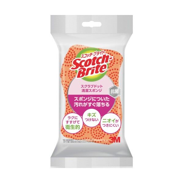 スコッチ・ブライト スクラブドット清潔スポンジ(オレンジ) SDS-02KE 1点