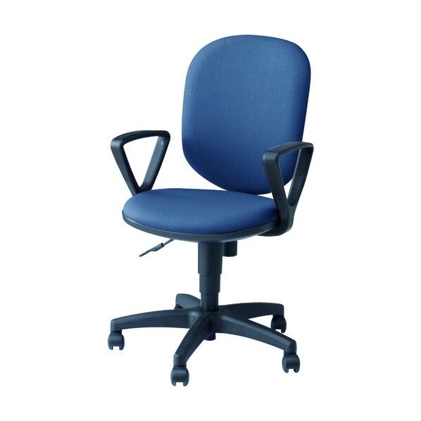 事務用チェア ライトブルー 固定肘付 ハイバック ビニールレザー SER513-LBL 1点