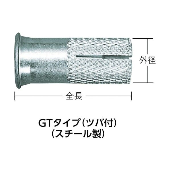 シーティーアンカーツバ付ステンレスW3/8X305本入