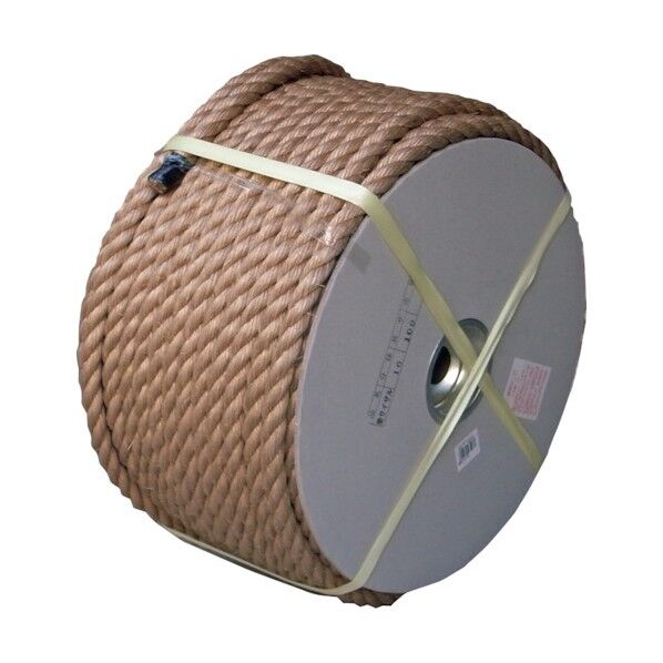 サイザル麻ロープ(3打ち)ドラム巻 茶 16mm×100m SISAL-HEMP-16X100-DR 1巻