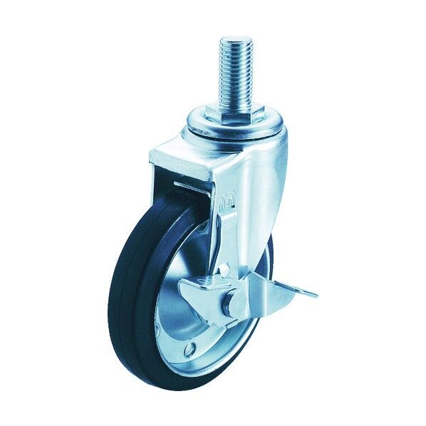 ねじ込み式キャスター SJTシリーズ (ゴム車・太ねじタイプ) 自在ストッパー付
