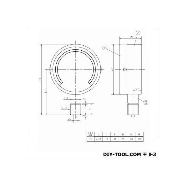IPT一般圧力計 AT3/8-75:16MPA 1個