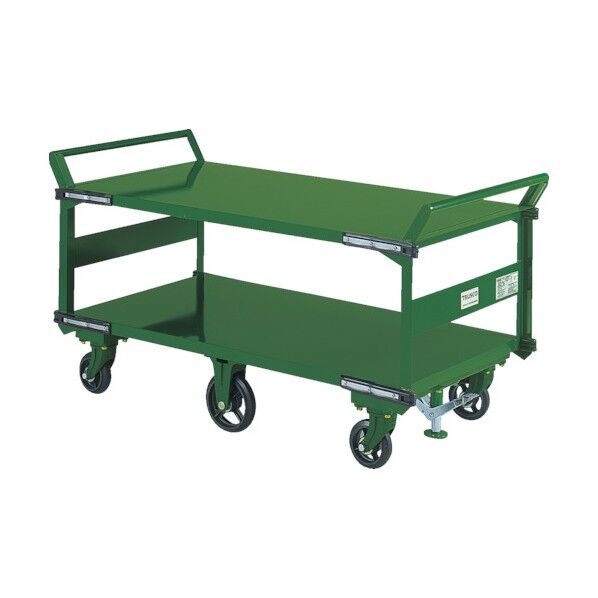 鋼鉄製運搬車両袖2段型1400X750鋳物6輪車S付