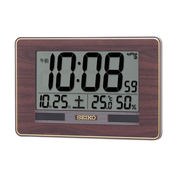 ソーラー電波時計掛置き兼用 茶 180×276×27mm SQ446B 1点