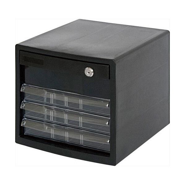 エスコ(esco) 278x350x258mm/鍵付 深1・浅3段 レターケース(黒) EA954JD-43 1台...