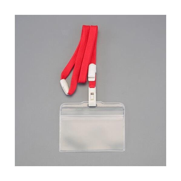 吊り下げチャック式名札(ストラップ付/赤/10個 EA956VA-94 1PK