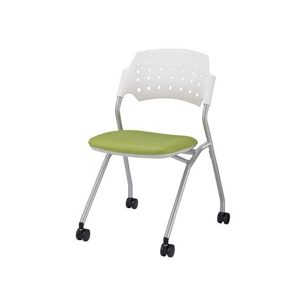 折リ畳ミ椅子(キャスター付/グリーン)