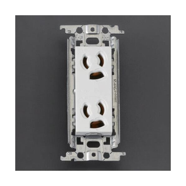 エスコ(esco) 125V/15A 埋込コンセント(2口/抜止/接地) EA940CD-465