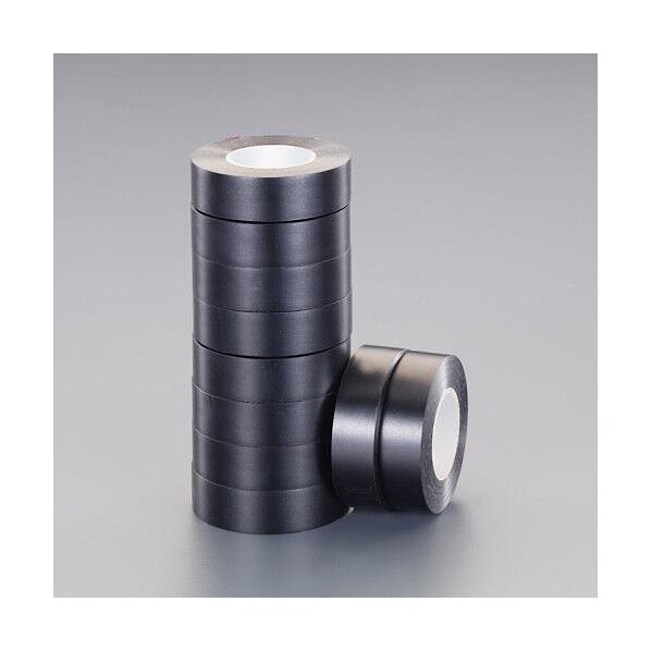 ※法人専用品※esco|エスコ ビニール粘着テープ(ハーネス用)(黒/10巻) 19mmx20m EA944N-20 1PK...