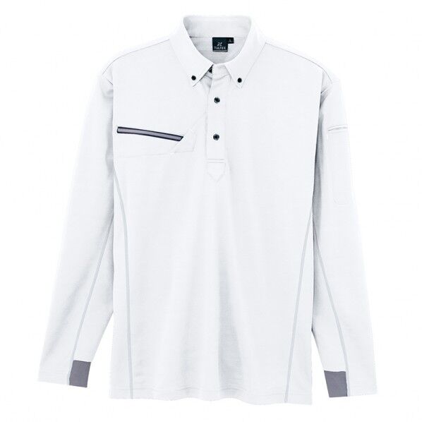 長袖ボタンダウンポロシャツ(男女兼用) 001ホワイト S 551047 1枚