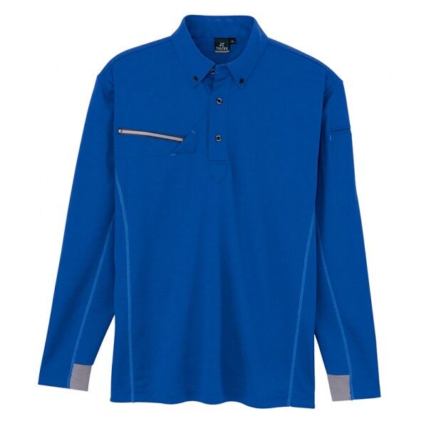 長袖ボタンダウンポロシャツ(男女兼用) 006ブルー LL 551047 1枚