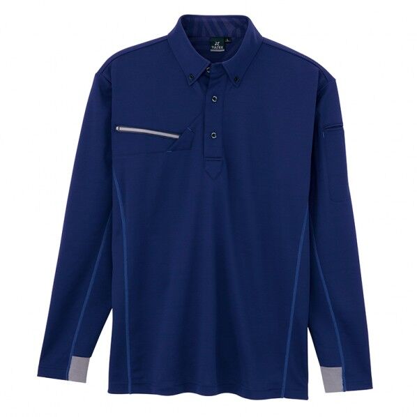長袖ボタンダウンポロシャツ（男女兼用） 008ネイビー LL 551047 1枚