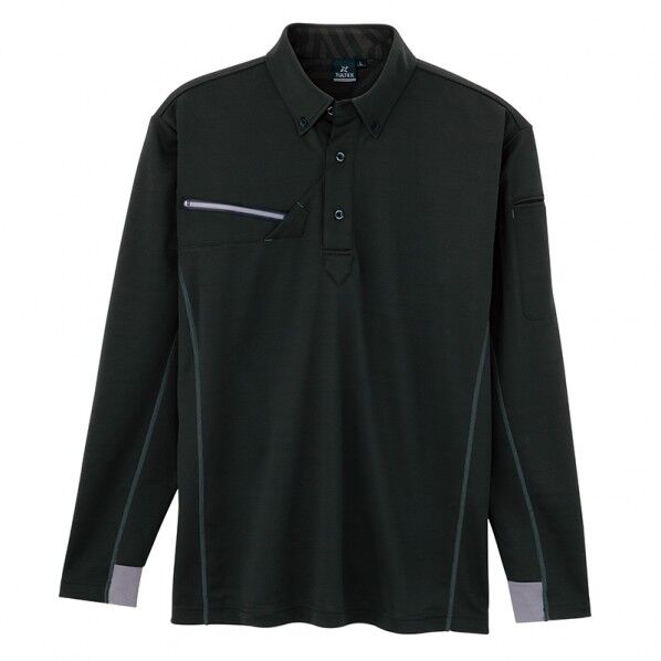 長袖ボタンダウンポロシャツ（男女兼用） 010ブラック 4L 551047 1枚