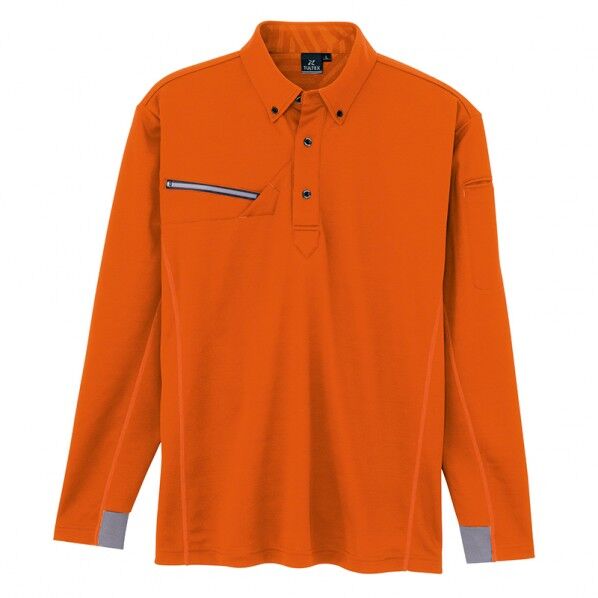 長袖ボタンダウンポロシャツ（男女兼用） 063オレンジ LL 551047 1枚