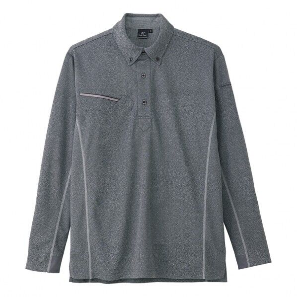 長袖ボタンダウンポロシャツ（男女兼用） 114モクチャコール 3L 551047 1点