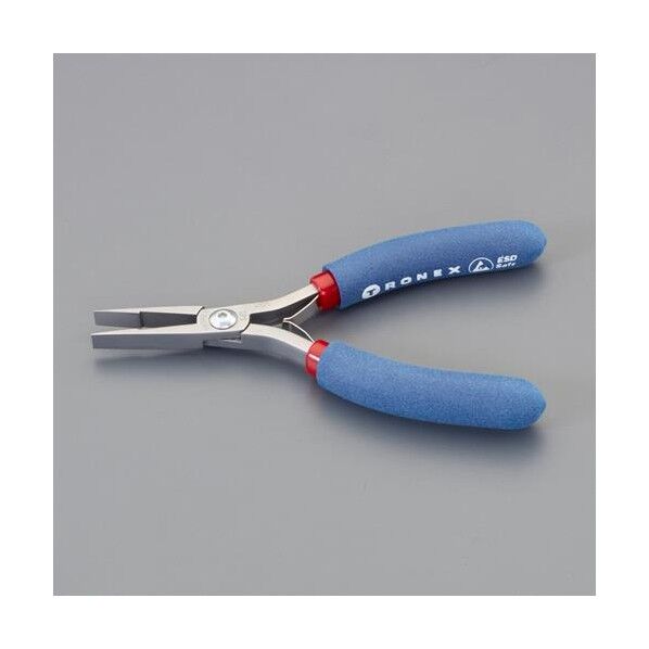 ※法人専用品※エスコ 137mm 精密プライヤー(ESD/平/バネ付) EA537T-26 1丁