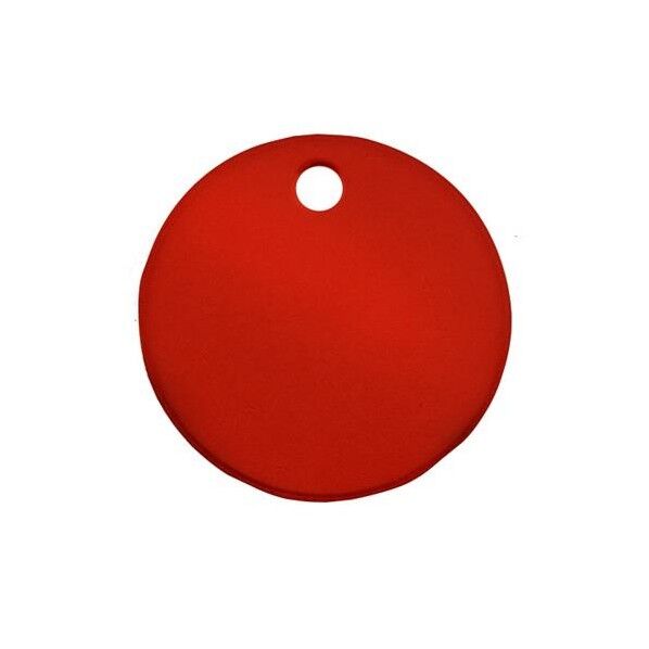 38mm タグブランク(アルマイトアルミ 丸/レッド/5枚)