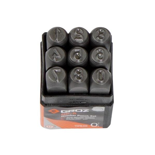 12mm(1/2インチ )/ 9本組 数字刻印セット